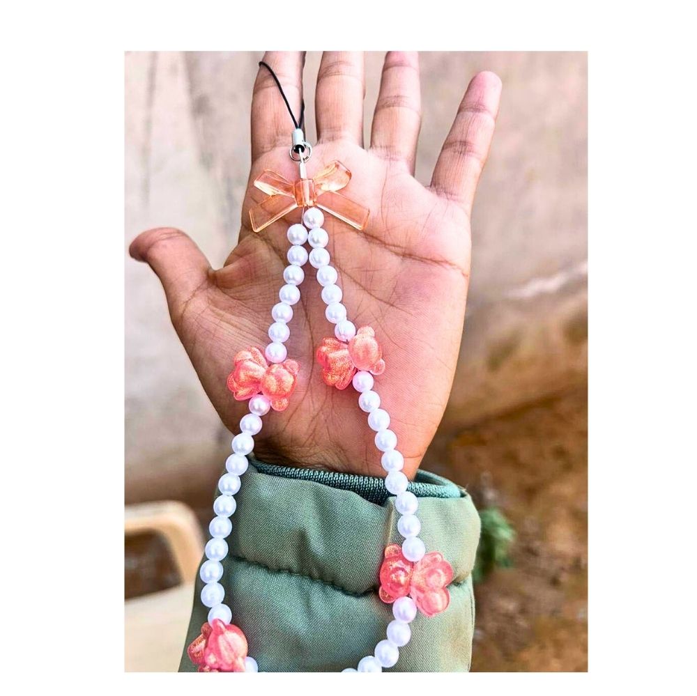 Peach and White Cute Teddy Charm