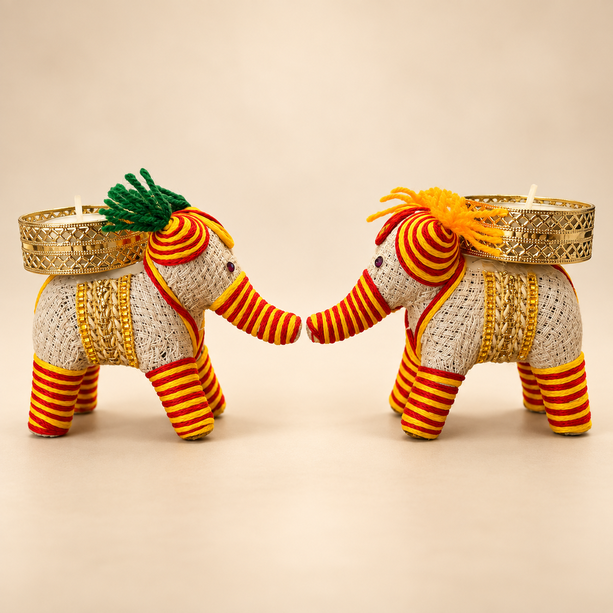 Handcrafted Elephant Tealight Pair