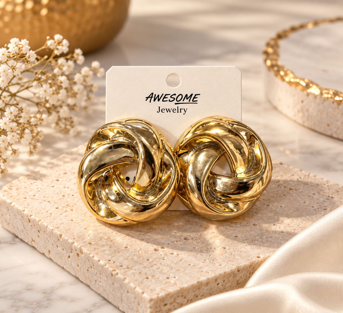 Sculpted Gold Knot Earrings