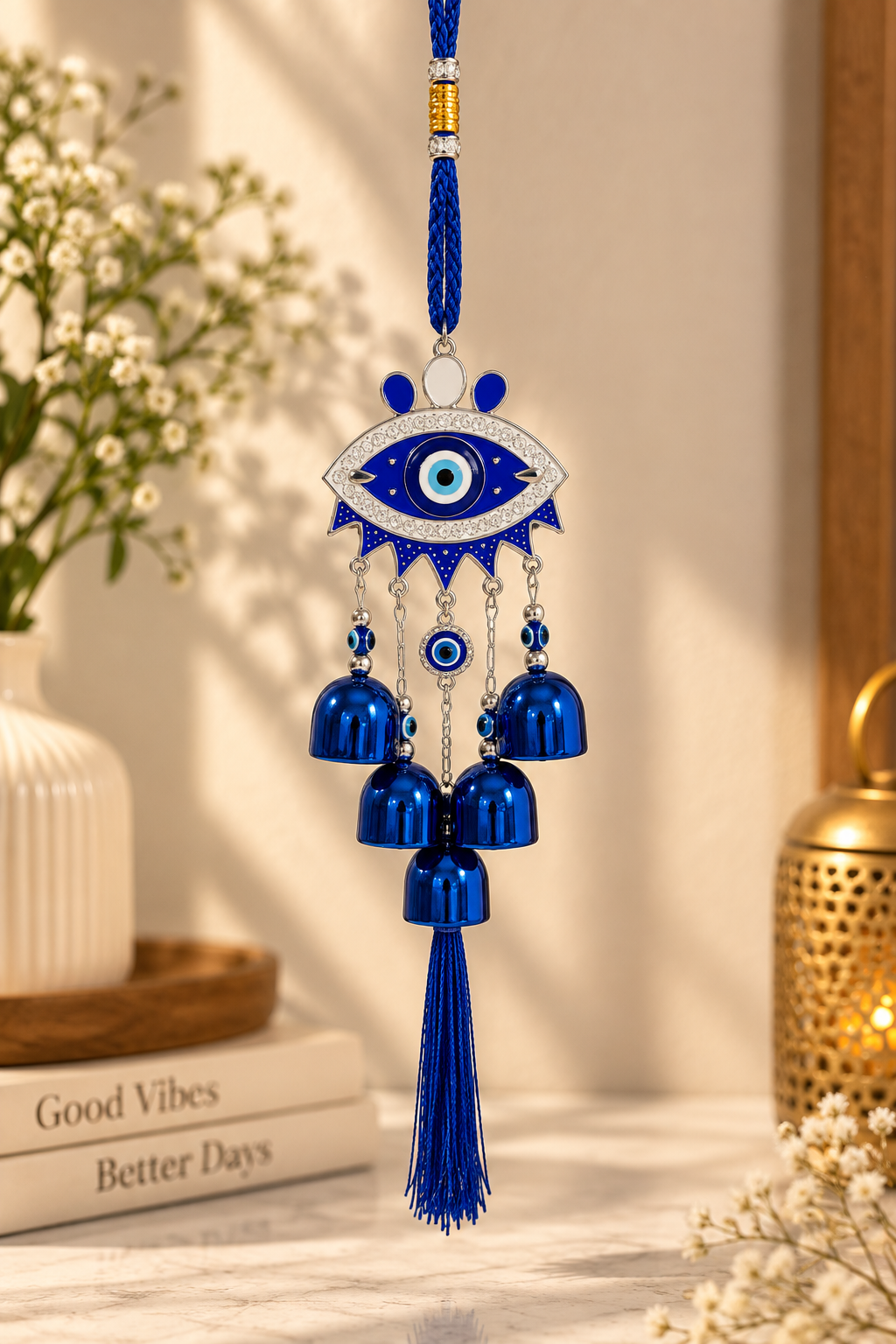 Blue Evil Eye Tassel with Bells