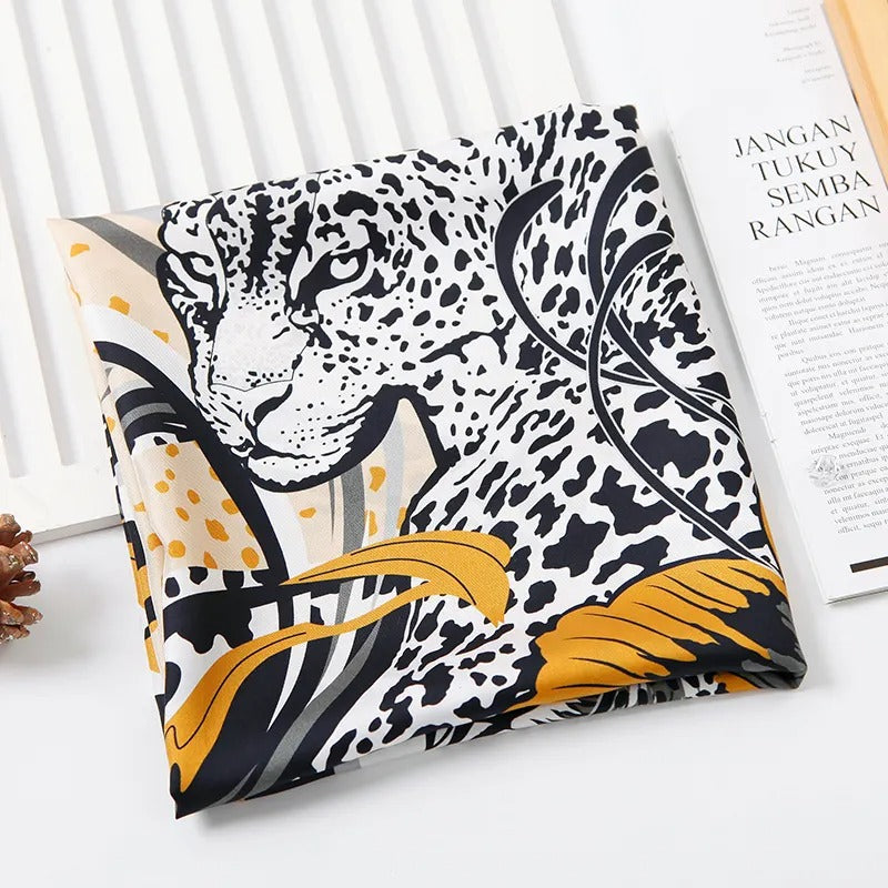 Animal & Floral Print Silk Scarf