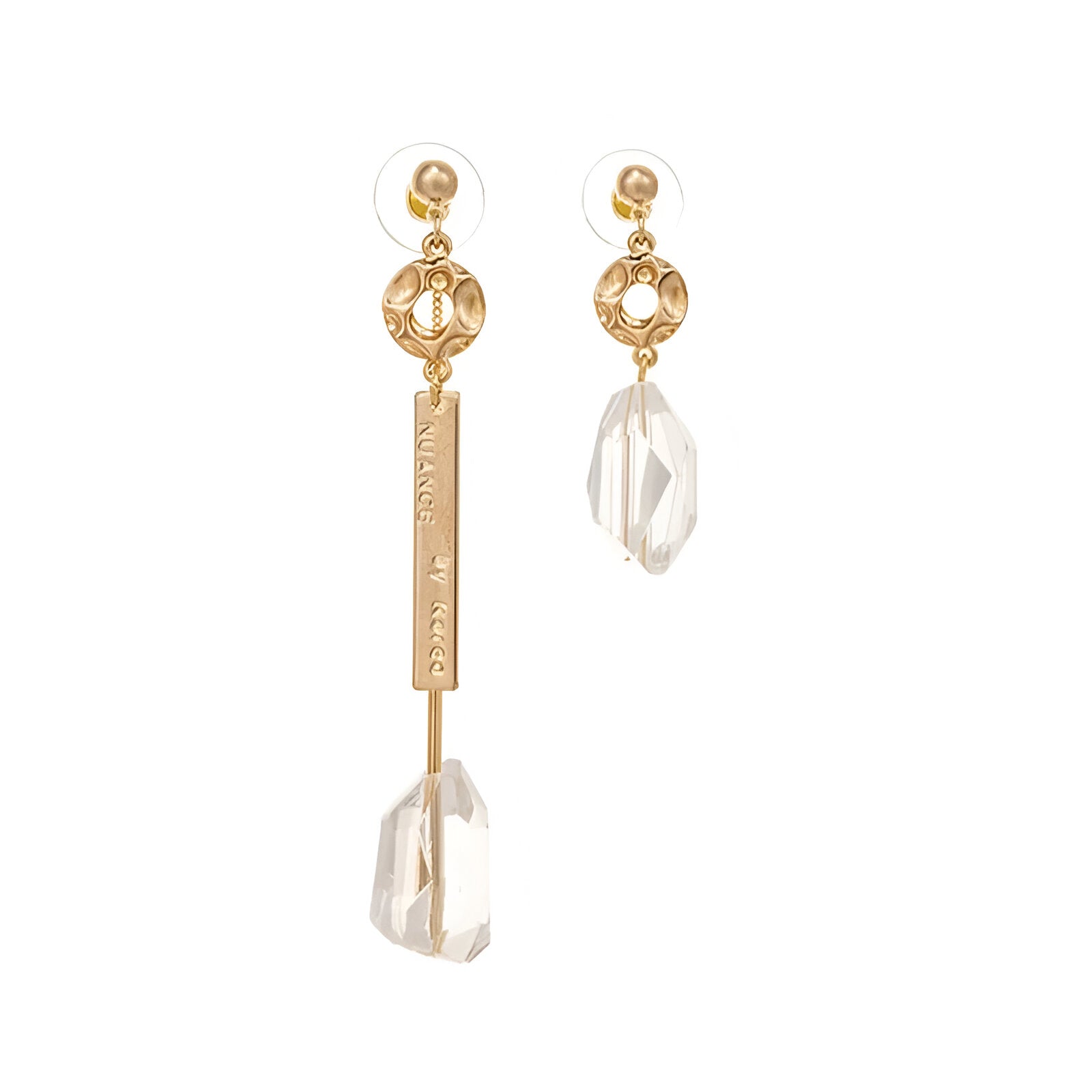 Asymmetric Crystal-Inspired Dangle Earrings
