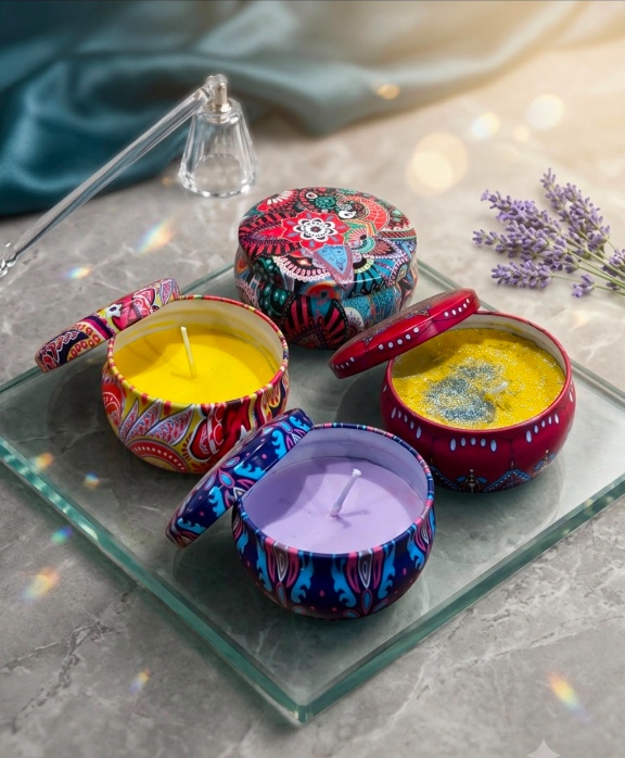 Mandala Tin Candle