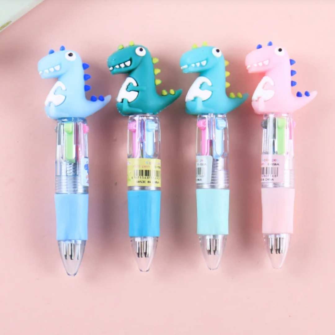 Cartoon Design Multicolor Ballpoint Pen (Pack of 4Pcs)