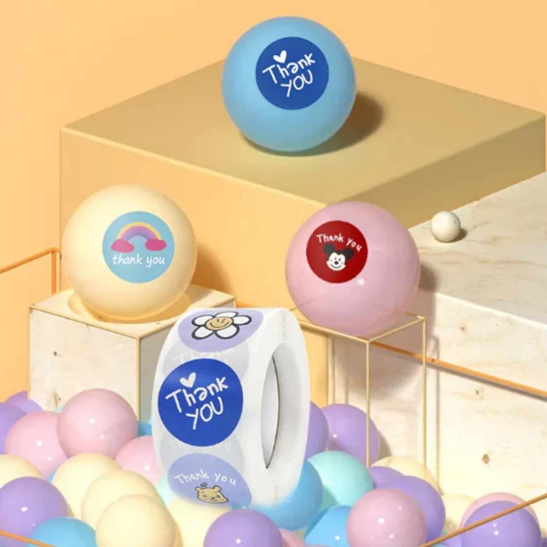Thank You Cartoon Sticker Roll