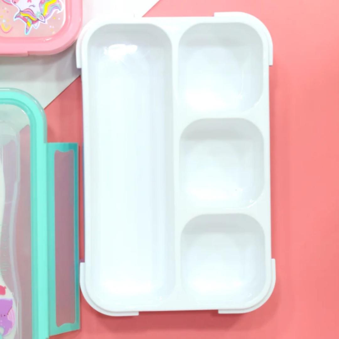 🧜Mermaid Cartoon Designed Lunch box with 3 Containers and 1 Spoon