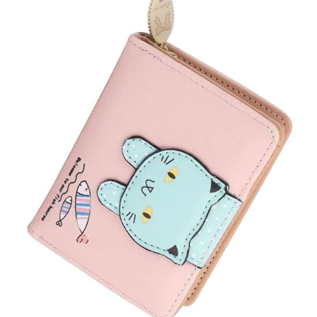Cute Kitty Cartoon Mini Wallet For Women And Girls