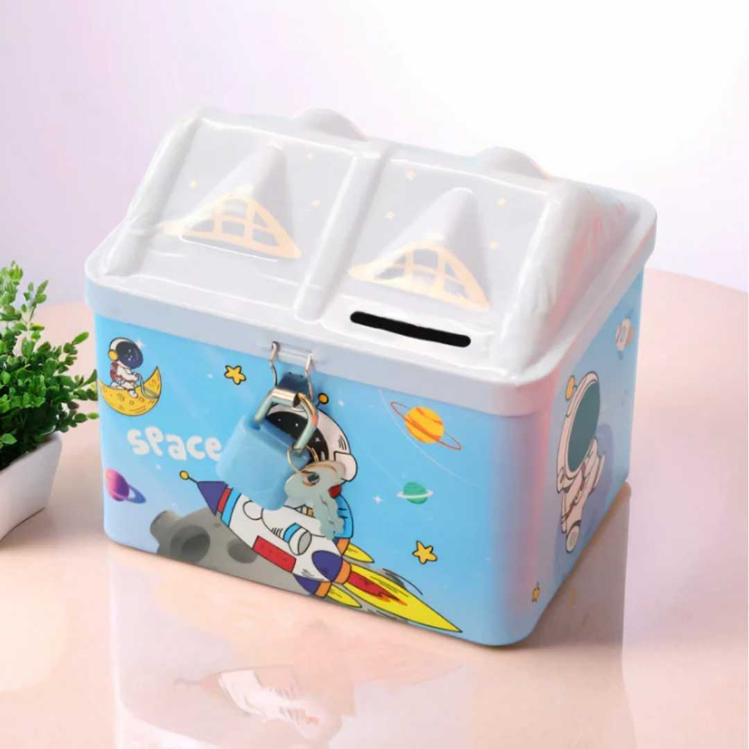 Space Cartoon Metal Piggy Bank