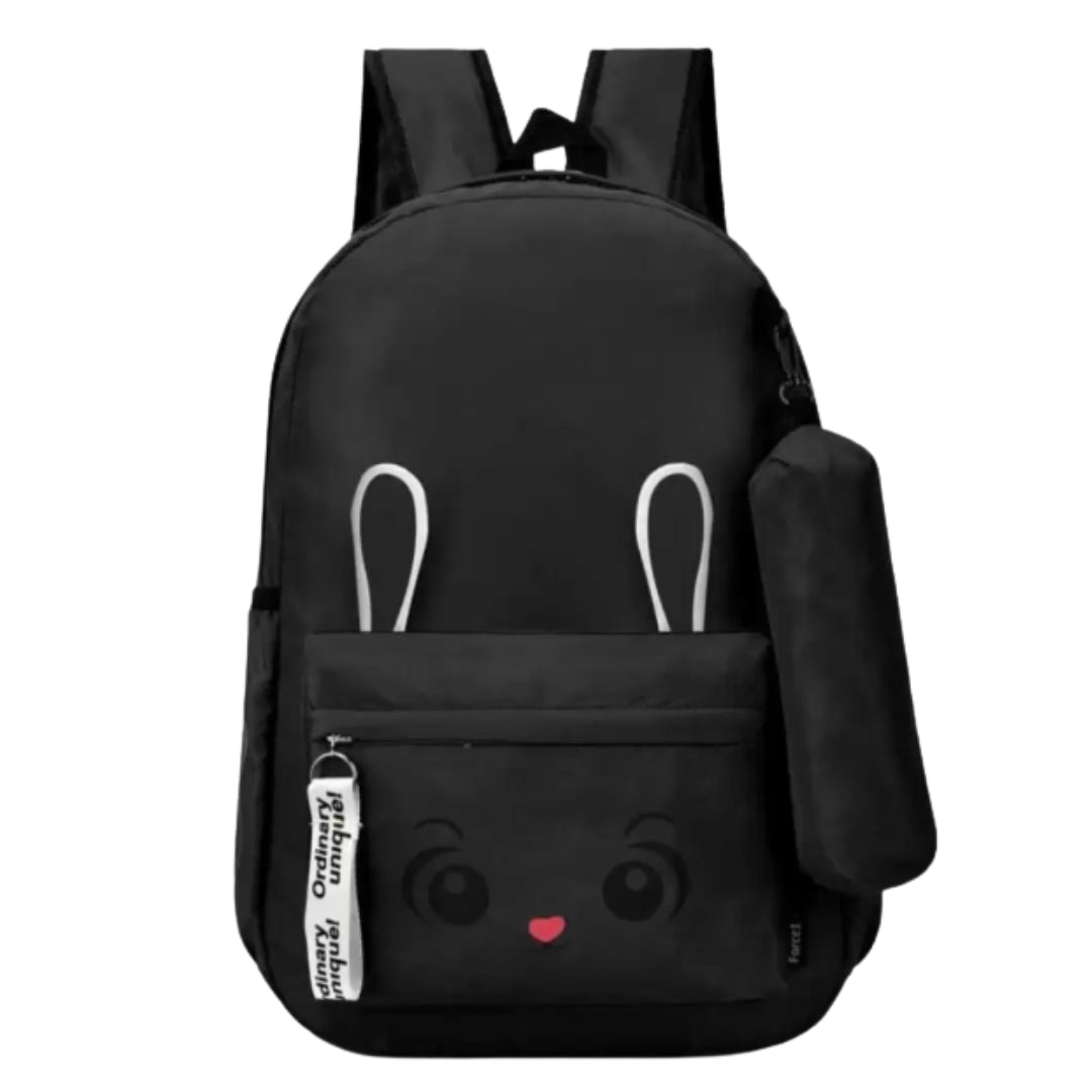 Charming Bunny Backpack For Girls (Black)
