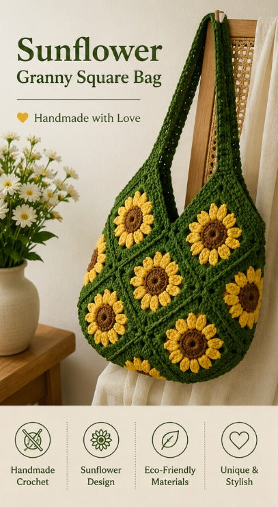Sunflower Granny Square Bag
