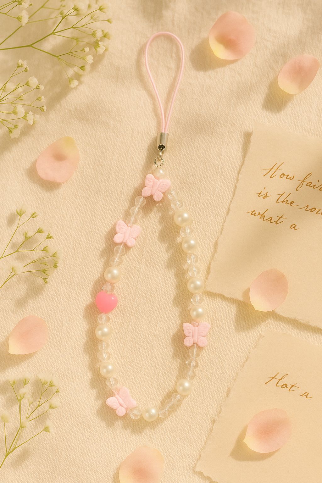Pink and White Butterfly Charm