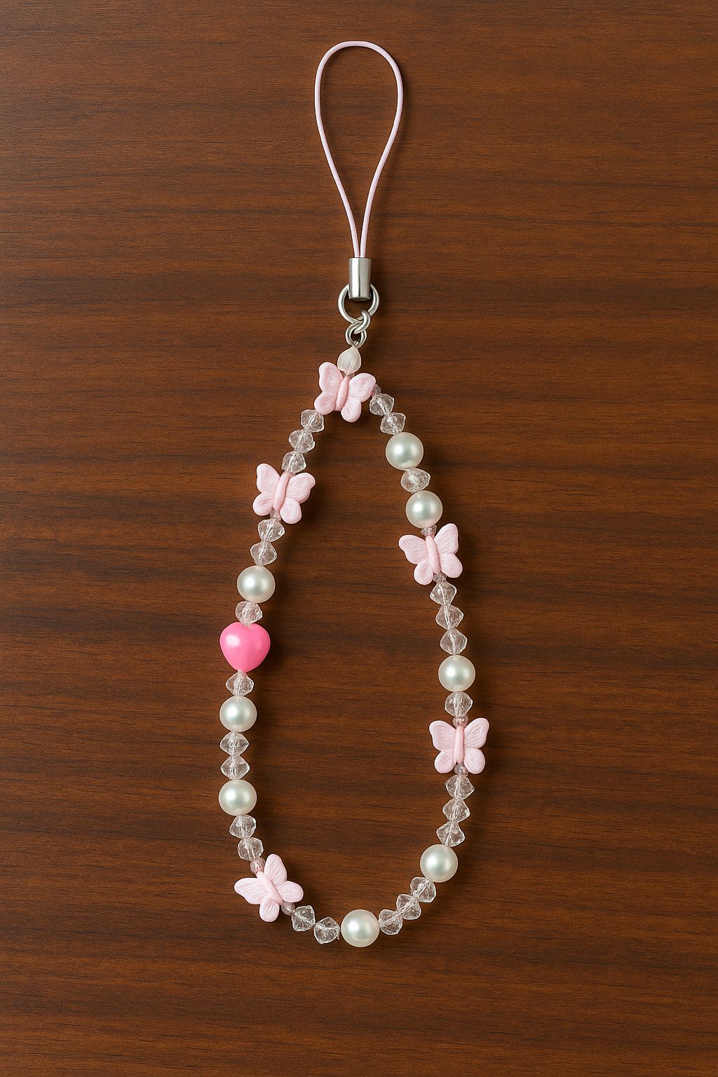 Pink and White Butterfly Charm