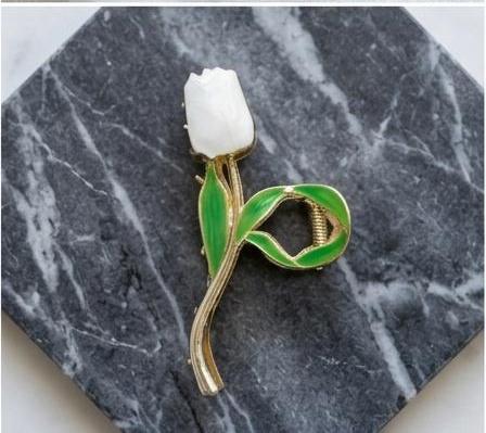 FLORAL STEM, GOLDEN TULIP & LOTUS BROOCH