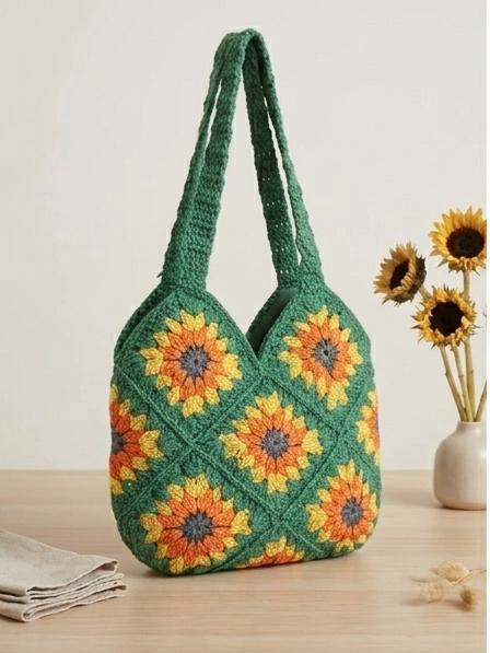 Sunflower Granny Square Bag