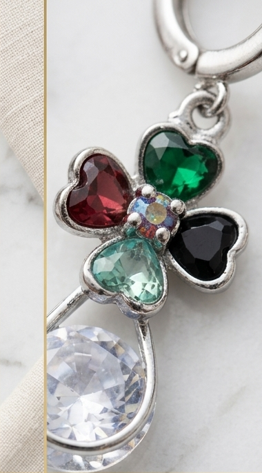 Multicolor Gem Floral Drop Earrings