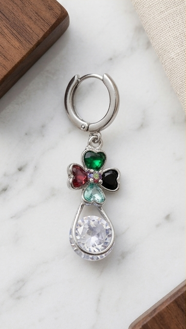 Multicolor Gem Floral Drop Earrings